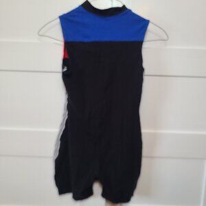 Pro Spirit Color‑Block Athletic Romper – Size XL – Black/Blue/Red